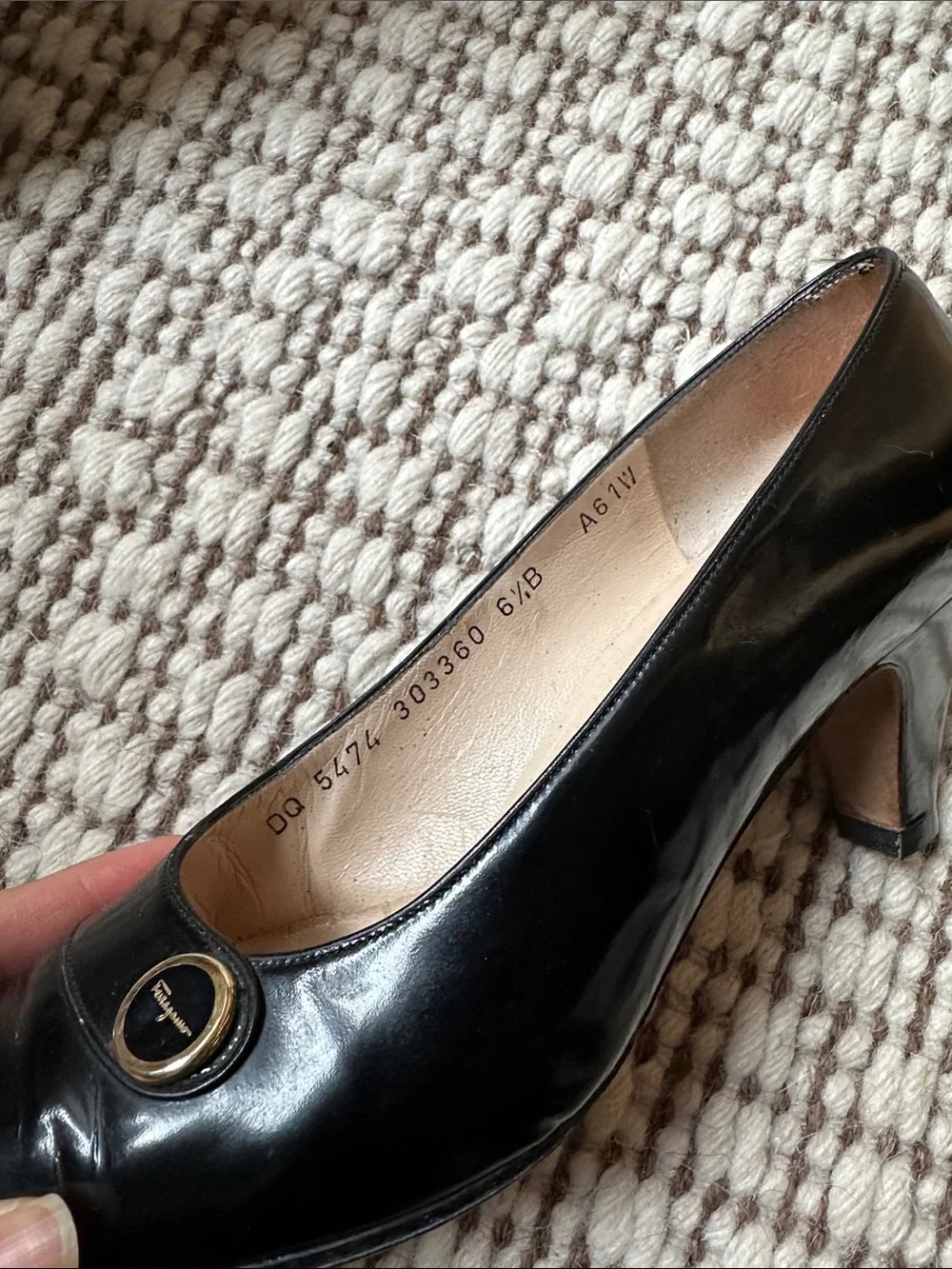 Vintage Salvatore Ferragamo Black Patent Leather Heels - Picture 3 of 5